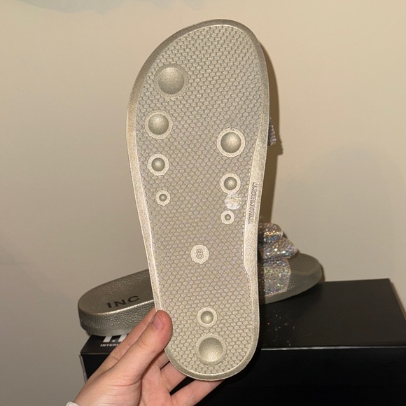 INC International Concepts Gold Rhinestone Bow Sandals - Picture 10 of 17